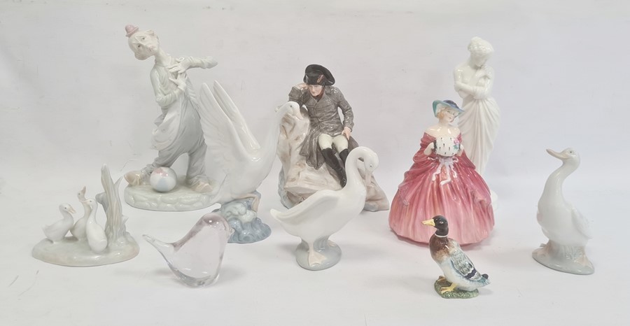 Royal Doulton china figure 'Genevieve',  four Nao porcelain bird groups and models and small