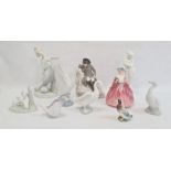 Royal Doulton china figure 'Genevieve',  four Nao porcelain bird groups and models and small