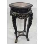 Anglo-Indian / Chinese plant stand, marble top on heavily carved and pierced base