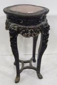Anglo-Indian / Chinese plant stand, marble top on heavily carved and pierced base