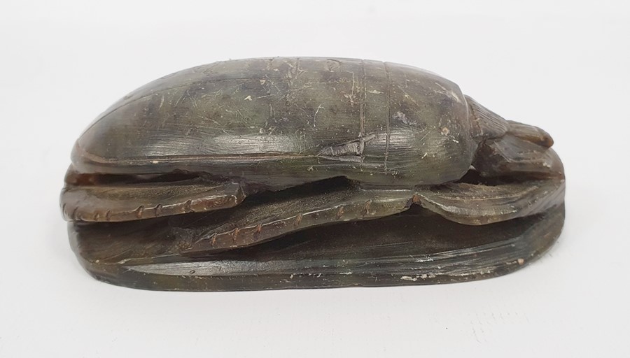 Egyptian carved hardstone scarab, 11cm wide - Image 4 of 8