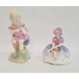 Royal Worcester porcelain figure of a child 'March', 16cm high and Royal Doulton miniature china