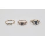9ct gold, sapphire and diamond ring set oval sapphire and small stone (some missing and worn), a