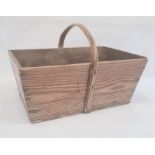 Pine trug/basket Condition ReportTop measures 47 x 29 cm, bottom 40 x 24 cm and is 19 cm deep..
