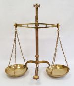 Set of Degrave & Co of London folding brass balance scales, 60cm high