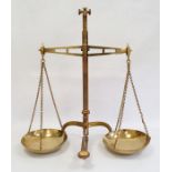 Set of Degrave & Co of London folding brass balance scales, 60cm high