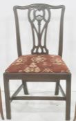 Georgian mahogany dining chair, the pierced and carved splat with anthemion decoration