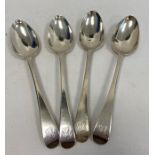 A set of four George IV silver tablespoons, all with initialled handles 'CB', London 1832, makers