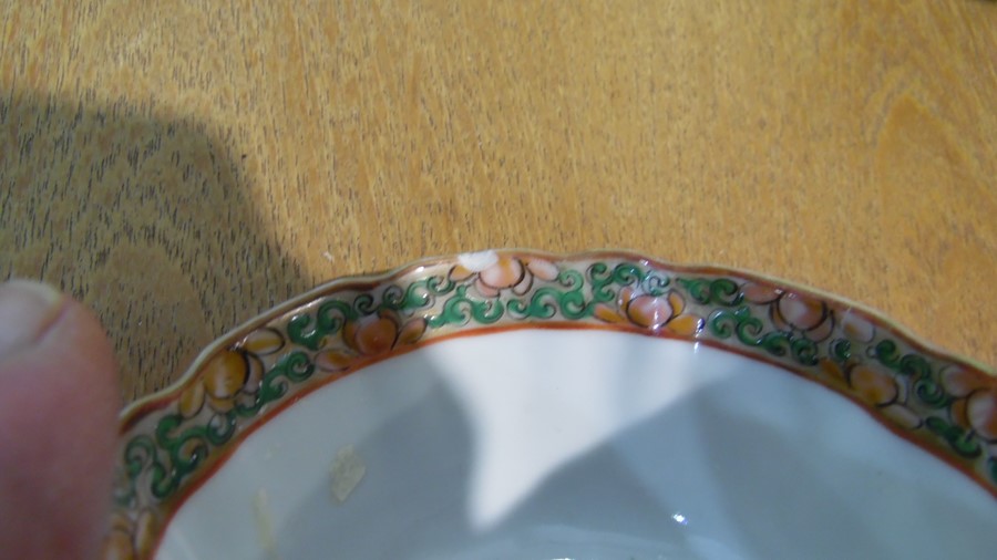 Three Chinese porcelain tea bowls with blue landscape and plant decoration, similar saucer and a set - Image 10 of 11