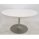 1960's Arkana tulip dining table by Maurice Burke on circular aluminium base with white circular