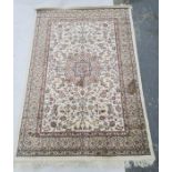 Ivory ground Kashmiri rug, shabas medallion design, 170 x 120cm