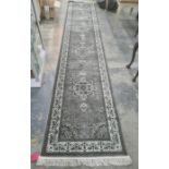 Turkish large grey ground runner, floral medallion pattern, fine pile, 500 x 100cm