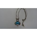 Edwardian silver and enamel pendant drop necklace in blue, green and turquoise Condition