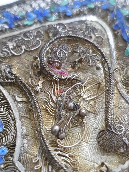 A 19th century Chinese silver coloured metal and enamel card case, the filigree case decorated - Image 31 of 36