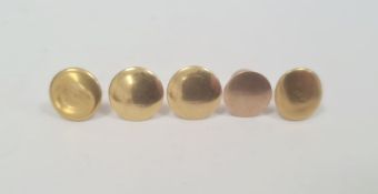 Two pairs of 18ct gold studs, approx 3.5g and 15ct gold stud, approx 0.8g