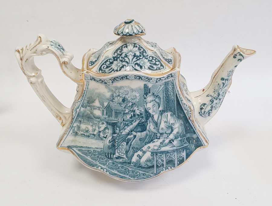 Victorian Aesthetic movement pewter mounted teapot in Japonaiserie style, embossed with birds and - Image 4 of 42