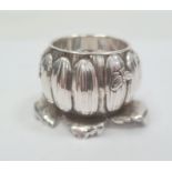 Probably Asian silver-coloured salt cellar in the form of a lotus blossom applied with insects,