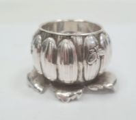 Probably Asian silver-coloured salt cellar in the form of a lotus blossom applied with insects,