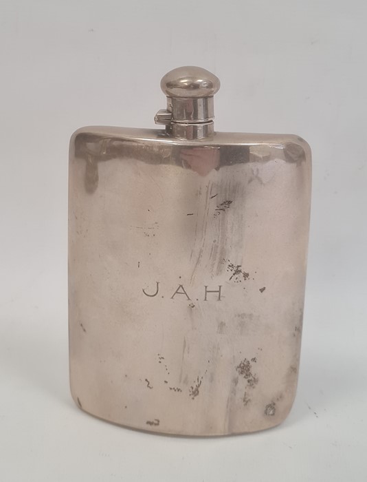 Early 20th century silver hip flask initialled 'J.A.H', marked 'Brand Chatillon Co. Sterling' to