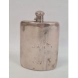 Early 20th century silver hip flask initialled 'J.A.H', marked 'Brand Chatillon Co. Sterling' to