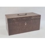 19th century mahogany tea caddy with mixing bowl to interior, 16.5cm x 33cm