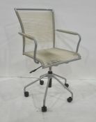 WDF office chair with plastic woven seat, raised on castors