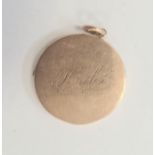 9ct gold 'Hubs' locket pendant, circular, disc-shaped, approx 10g