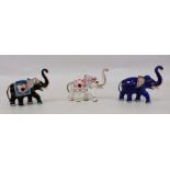 Three 20th century enamel models of elephants, each 6cm high (3)