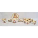 Clarice Cliff pottery part tea service 'Autumn Crocus' pattern, 26 pieces viz:- teapot, sugar