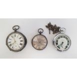 Two silver-cased pocket watches and an Ingersoll stainless steel pocket watch (3)  Condition