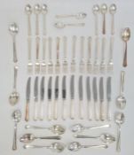 Suite of Swedish silver flatware, maker's mark GAB, Stockholm 1966, comprising 12 dessert spoons, 11