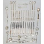 Suite of Swedish silver flatware, maker's mark GAB, Stockholm 1966, comprising 12 dessert spoons, 11