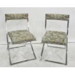 Pair modern folding chairs in chrome frames (2)