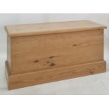 Modern pine blanket box on plinth base, 100cm wide