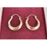 Pair 9ct gold faceted loop earrings, 1g