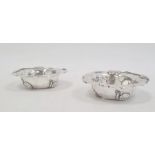 Pair Arthur Bond & Co Yokohama silver bonbon dishes, each circular and with everted rim, leaf-