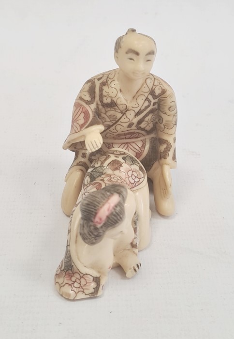 Japanese ivorine erotic couple, 7.5cm high - Image 2 of 3