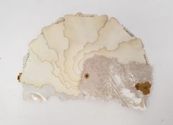 A Victorian mother of pearl and ivory day diary, scroll and foliate engraved, 7.5cm x 5cm