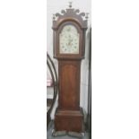 19th century longcase clock with eight-day movement, marked Bell, with Roman numerals, subsidiary