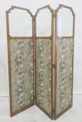 20th century three-fold draught screen with shaped glazed top section above painted Chinese-style