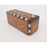 Anglo Indian inlaid boxed set of miniature dominoes with geometric inlaid decoration Condition