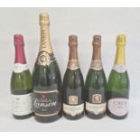 Five bottles of sparkling wine to include two bottles of South African Pieter Cruythofs Brut, magnum