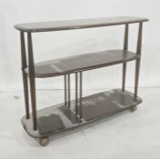Dark elm Ercol three-tier trolley, 91cm x 70cm Condition ReportSome surface scratches, accretions,