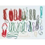 Quantity of sundry simulated coral, turquoise bead and other necklaces (1 box)