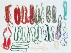 Quantity of sundry simulated coral, turquoise bead and other necklaces (1 box)