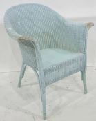 Lloyd loom style blue painted wicker armchair