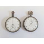 Steel-cased stopwatch with subsidiary seconds dial, button winding and another (2)  Condition