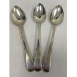 Three George III silver dessert spoons, maker William Eley & William Fearn, London 1804, 2.5toz.
