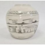 Japanese ginger jar with stylised underglaze decoration, marked to base, 13cm high