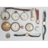 A quantity of watches and pocket watches, to include 'Timex', silver pocket watch 'Lancashire
